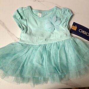 Cherokee Light Blue Baby Dress with Floral Accent NWT
